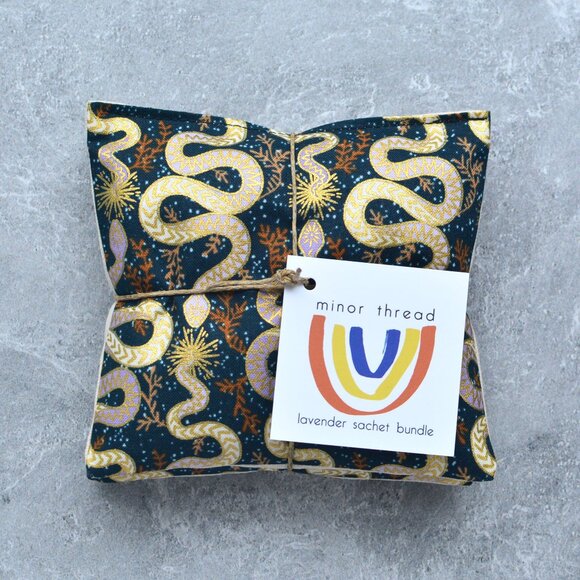 Minor Thread Accessories - Gilded Snakes Black and Lilac Lavender Sachet Bundle